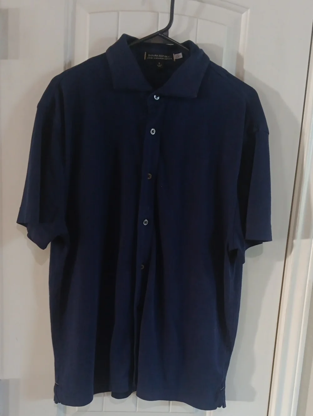 Banana Republic Mens Large Luxury Touch Performance Button Down Polo Blue